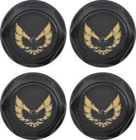 881158 Oer Wheel Center Cap Set Flat Black With Early Gold Bird Logo 1977-1981 Firebird