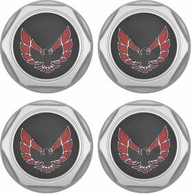881171 Oer Wheel Center Cap Set Silver Red Bird Logo 1977-1981 Pontiac Firebird