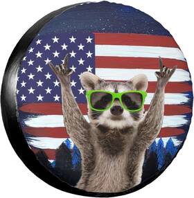Ftc6g79 Ogkdlew Flag Raccoon Rv Spare Tire Cover Wheel For Travel 15 Inch