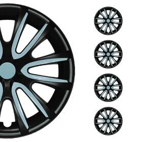 99fr240b14hb Omac 14 Inch Set Of 4 Pcs Wheel Covers Black With Blue Hub Caps Fit R15 Steel Rim