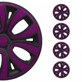 99fr241bm15v Omac Hubcaps 15 Inch Wheel Rim Cover Matt Black With Violet Insert 4pcs Set