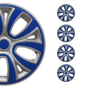 99fr241g16db Omac 16 Inch Hubcaps Wheel Rim Cover Glossy Grey With Dark Blue Insert 4pcs Set