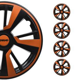 99fr243b15o Omac 15 Inch Set Of 4 Pcs Wheel Covers Black With Orange Hubcaps Fits R15 Tire Steel