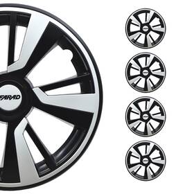 99fr243b16w Omac 16 Inch Hubcaps Wheel Rim Cover Black With White Insert 4pcs Set