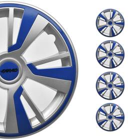 99fr243g15db Omac 15 Inch Hubcaps Wheel Rim Cover Grey With Dark Blue Insert 4pcs Set