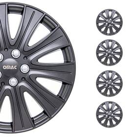 G008903 Omac 15 Inch Wheel Covers Guard Hub Caps Durable Snap On Abs Metal Silver 4x