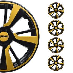 Vrt99fr243b15y Omac 15 Inch Hubcaps Wheel Rim Cover Black With Yellow Insert 4pcs Set