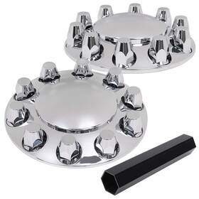 02etn0009aslpit Pit66 Sliver Chrome Front Wheel Covers Hub Axle Semi Plastic Abs 1 Pair 33mm Nut