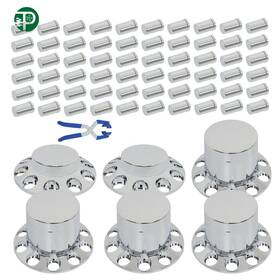 Pf4127024 Powerfit Semi Truck Front And Rear Chrome Wheel Axle Cover Hub Cap 33mm Lug Nuts Thread-on