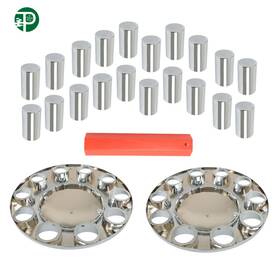 Pf6927712 Powerfit 33mm Front Axle Wheel Cover Chrome Hub Cap Thread-on Flat Head Lug Nuts Truck