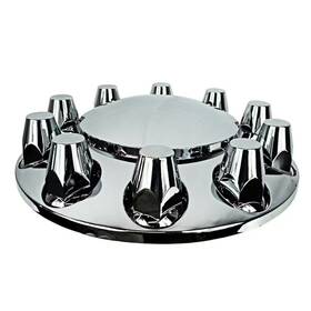 Raneys 55177 Front Axle Hub Cover Kit Chrome Plastic For 22.5 Inch 24.5 10-hole Semi Truck Wheel