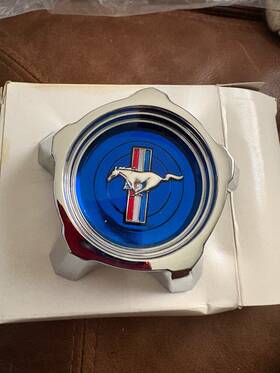 Hc-12 Reproduction 1967 Mustang Style Steel Wheel Blue Center Caps X2