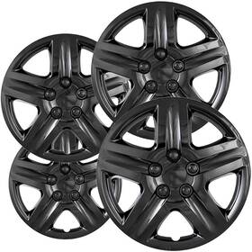 Frhc-3021-18gbk Rider Fuel Set Of 4 Semi-universal 18 Inch Gloss Black Snap-on Hubcaps 5 Spoke