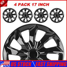 Wj-5084-bl-17 Rivacona Set Of 4 17 Inch Wheel Covers Glossy Black Snap On Full Hub Caps Fit For R17 Tire