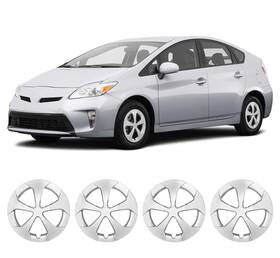 5129-c-15 Roxx-auto 15 Inch Set Of 4 Silver Hubcaps Wheel Steel Rim Covers For 2010-2015 Toyota Prius