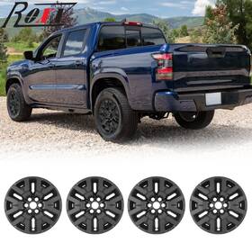 Aw0024 Roxx 4 Fits 2022-2024 Nissan Frontier Sv Black 17 Inch Wheel Skins Hub Caps Rim Covers