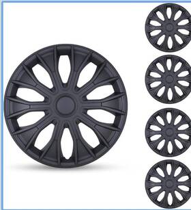 Chb-5083-bp-15 Roxx 15 Inch Set Of 4 Black Matte Wheel Covers Snap On Hub Caps Fit R15 Tire Steel Rim