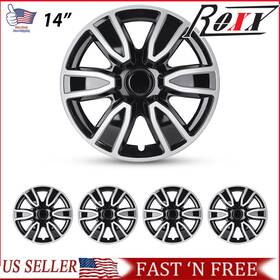 Wj-5087-dp-14 Roxx 14 Inch Set Of 4 Silver Wheel Covers Full Rim Snap On Hubcaps For R14 Tire Steel