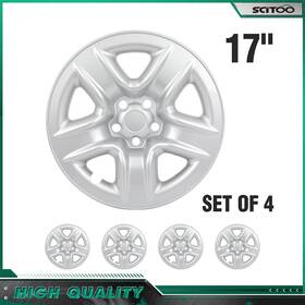 Scitoo168933001 Scitoo Silver 17 Inch Set Of 4 Snap On Full Hub Caps Wheel Covers Fit R17 Tire And Wheels Abs