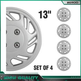 Scitoo178742001 Scitoo Silver Set Of 4 13 Inch Snap On Full Hub Caps Wheel Covers Fit R13 Tire And Rim