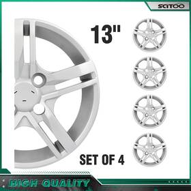 Scitoo178768001 Scitoo Silver 13 Inch Set Of 4 Wheel Covers Full Rim Snap On Hub Caps Fit R13 Tire And