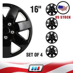 Sua178732cars Sua4cars Set Of 4 Fits All Makes Models 16 Inch Trim Black Pp Hub Caps Wheel Covers Kit