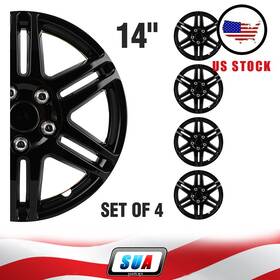 Sua4cars Sua178735cars Set Of 4 Fits All Makes Models 14 Inch Trim Black Pp Hub Caps Wheel Covers Kit