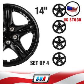 Sua178741cars Sua4cars Set Of 4 Fits All Makes Models 14 Inch Trim Black Pp Hub Caps Wheel Covers Kit