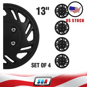 Sua178745cars Sua4cars Set Of 4 13 Inch Trim Black Pp Hub Caps Wheel Covers Kit For All Makes Models