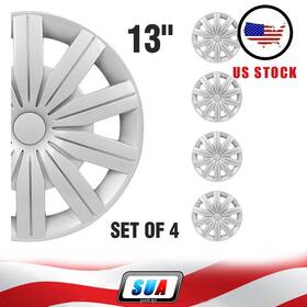 Sua178748cars Sua4cars Set Of 4 For All Makes Models 13 Inch Trim Silver Pp Hub Caps Wheel Covers Kit