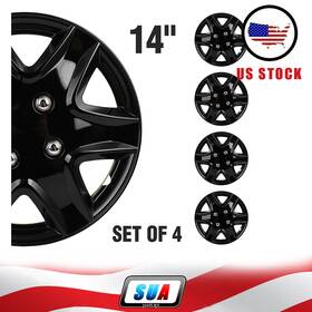 Sua4cars Sua178763cars Set Of 4 Fits All Makes Models 14 Inch Trim Black Pp Hub Caps Wheel Covers Kit