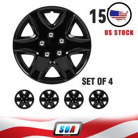 Sua178764cars Sua4cars Set Of 4 Fits All Makes Models 15 Inch Trim Black Pp Hub Caps Wheel Covers Kit