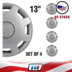 Sua178765cars Sua4cars Set Of 4 Fits All Makes Models 13 Inch Trim Silver Abs Hub Caps Wheel Covers Kit