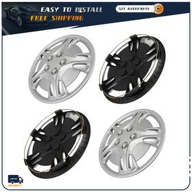 178707-szt Sztautopartstore 4x 15 Inch Universal Silver Wheel Cover Hub Caps Kit Fits R15 Tire And Steel Rim
