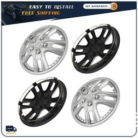 178717-szt Sztautopartstore 4x 15 Inch Wheel Hub Caps Silver Snap On Covers Kit For R15 Tire And Rim