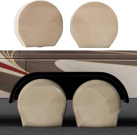 Wm-60037 Tcp Global Set Of 4 Oxford Canvas Wheel Tire Covers 27-29 Small Size Beige