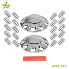 Qs560016qr Tectech Truck Front Axle Wheel Cover Chrome Hub Cap Thread-on With 33mm Lug Nuts
