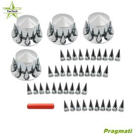 Yi216804t Tectech Chrome Semi Truck Hub Cover Wheel Set Rear Nut Covers Spike 33mm