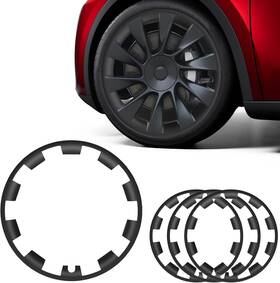 Terapaton Tc-rimring-20inch 4pcs Tire Trim Rings For Tesla Model Y 2017-2024 20 Inch Rim Guard Hubcaps Black