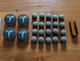 1458216-00-a Tesla Model 3 Oem Aero Wheel Cap Kit 1.0 - Black/grey