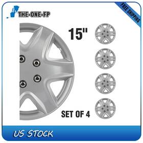 The178722one The-one-fp Black 15 Inch Set Of 4 Wheel Covers Snap On Full Hub Caps Fit R15 Tire And Rim Pp