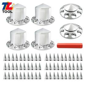 805246 Tool Library Front And Rear 33mm Truck Wheel Axle Covers Spiked Chrome Hub Cover Kit
