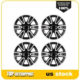 Top18505501adv Top-liftsupport 4x 15 Inch Wheel Full Hub Caps For R15 Tire Covers Snap On Black And White