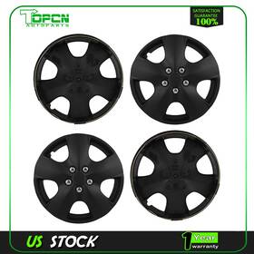 Topcn Top178727001 4 Set 15 Inch Wheel Hub Caps Black Snap On For R15 Tire And Rim Covers Kit