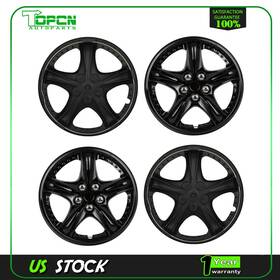 Topcn Top178741001 4 Set 14 Inch Wheel Hub Caps Black Snap On For R14 Tire And Rim Covers Kit