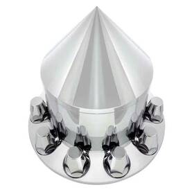 334190 United Pacific Chrome Rear Axle Wheel Cover With Removable Spiked Hubcap And Lug Nut Covers