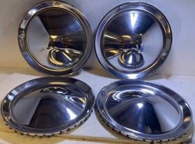 Bc01-15 United Pacific Vintage 15 Inch Full Moon Smoothie Chrome Steel Hot Rod Hubcaps Snap On Wheel Covers