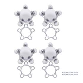 C8056 United Pacific Set/4 Chrome Metal Hub Caps 5 On 4-3/4 Inch Vintage Bullet Spider Wheel Covers