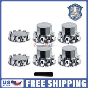 Upapsi 717363194511 33mm Chrome Hub Cover Kit Semi Truck Wheel Axle Covers Front And Rear Plastic Abs