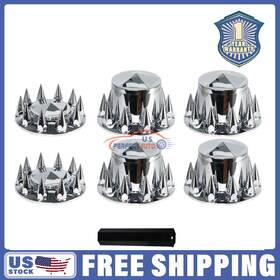 Upapsi 717363194528 Chrome Hub Cover Kit Semi Truck 33mm Wheel Axle Covers Front And Rear Complete